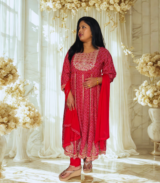 Rani Pink Embroidered Anarkali Suit Set