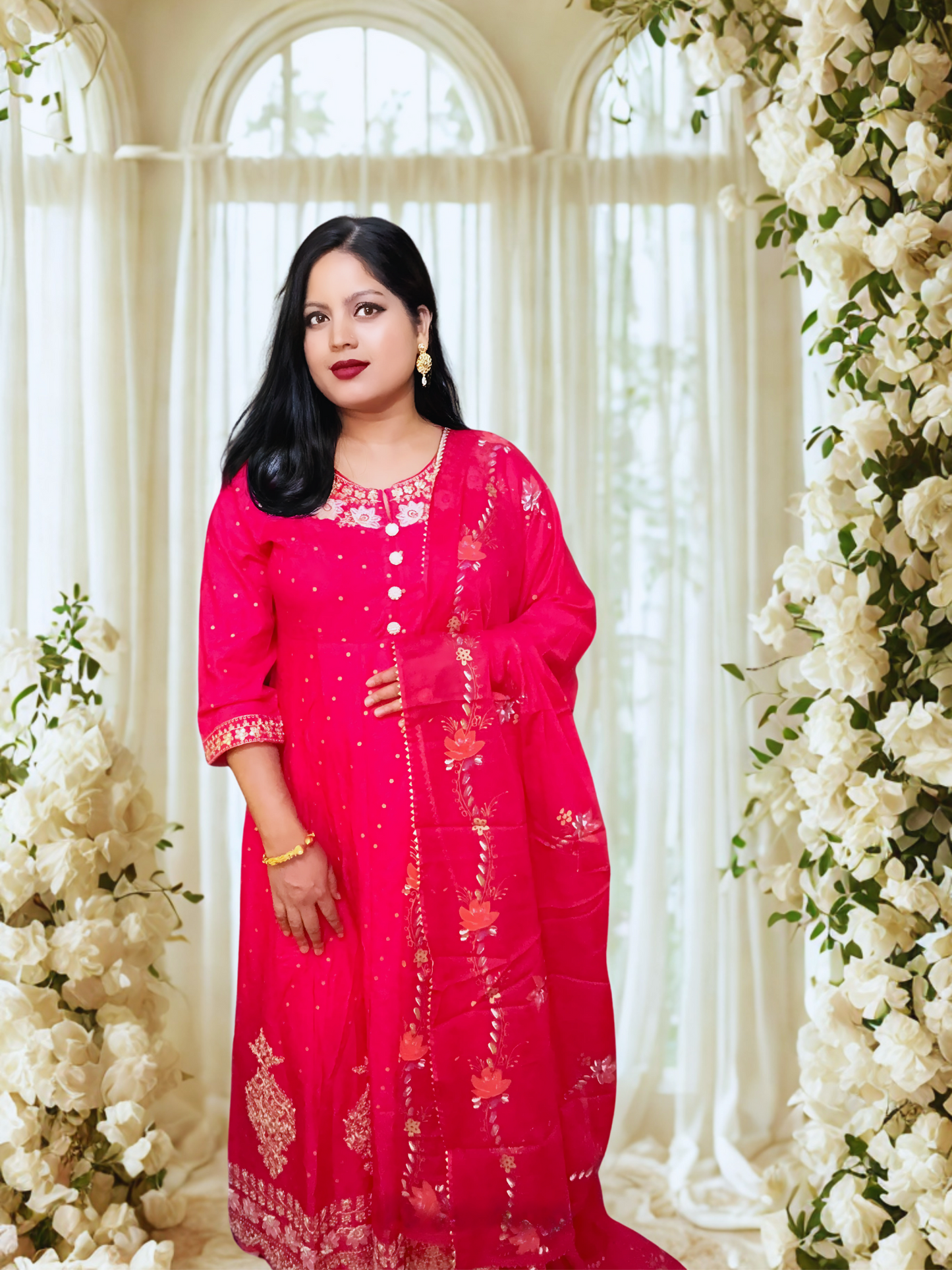 ποΈ Pink Embroidered Kurta Set & Maroon Anarkali Gown β Festive Elegance Collection