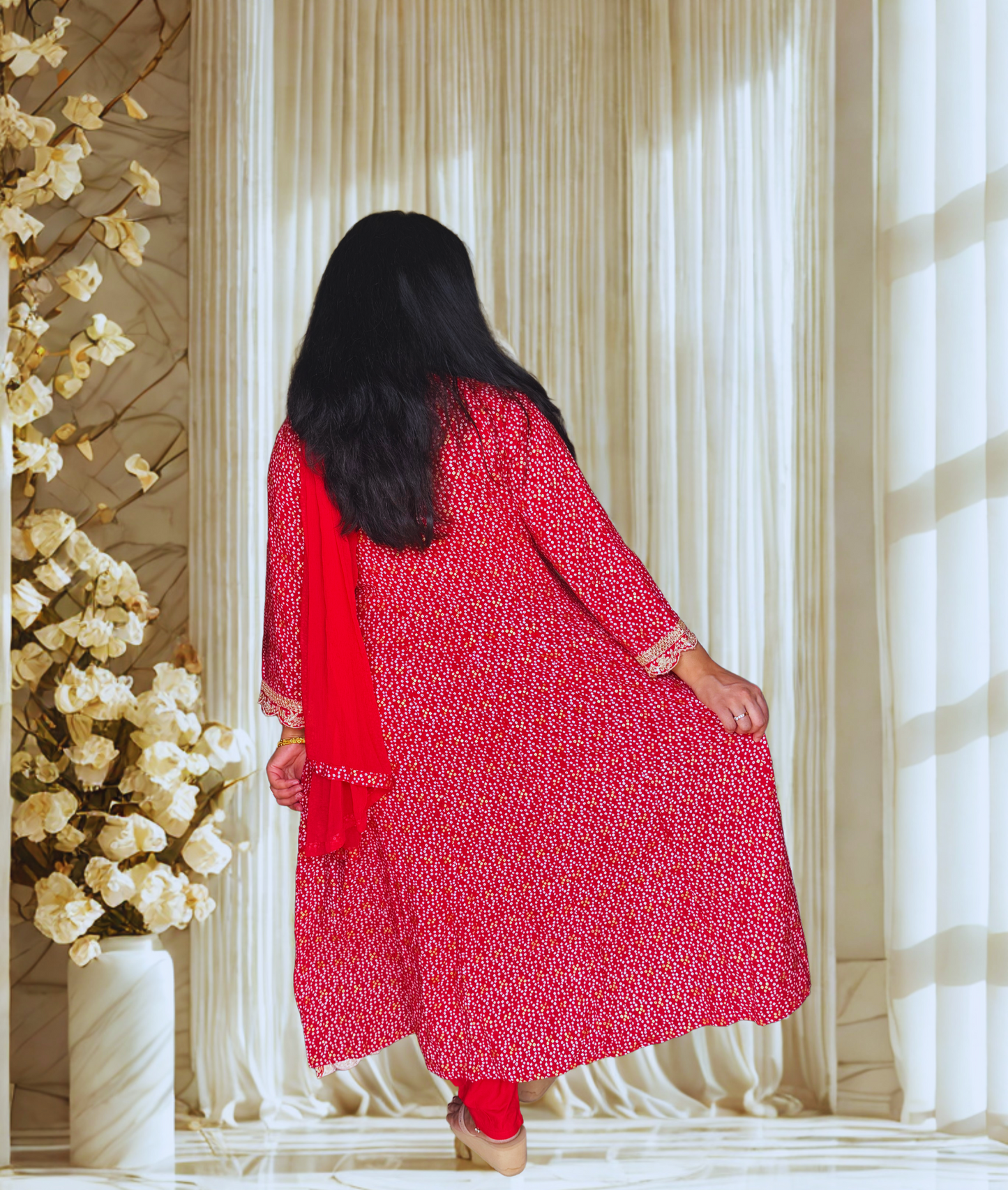 Rani Pink Embroidered Anarkali Suit Set