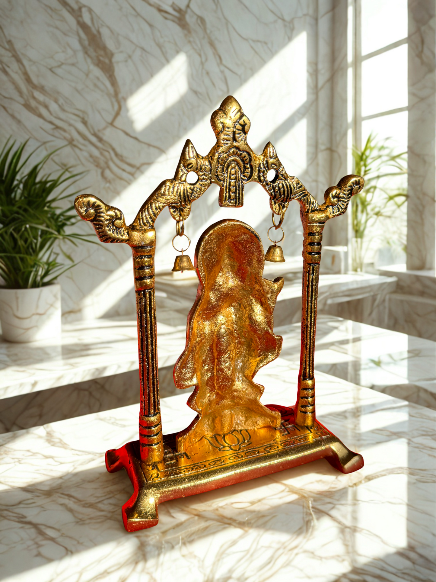 Divine Love Embodied: Exquisite Gold-Plated Radha Krishna Statue