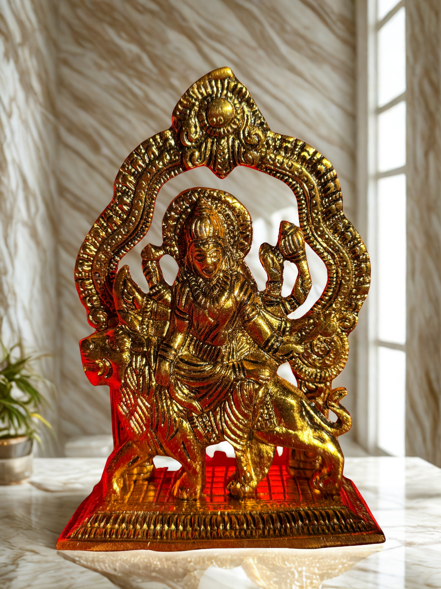 Durga Sherawali MATA Rani Sitting on Lion Statue Spiritual Sculpture