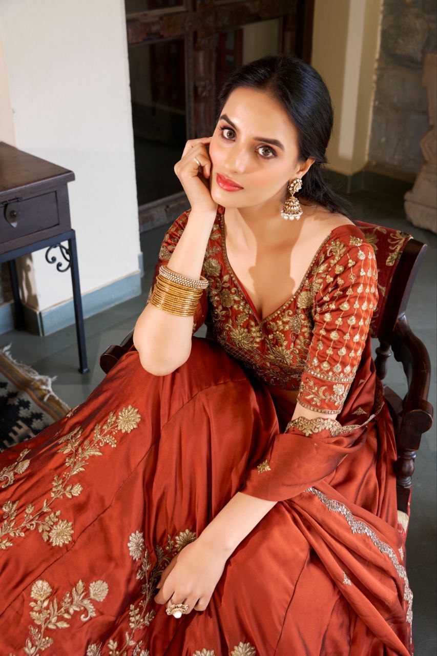 Designer Heavy Rangoli Silk Sequins Embroidered Lehenga Set | 3-Piece Fully Stitched Partywear with Blouse & Dupatta