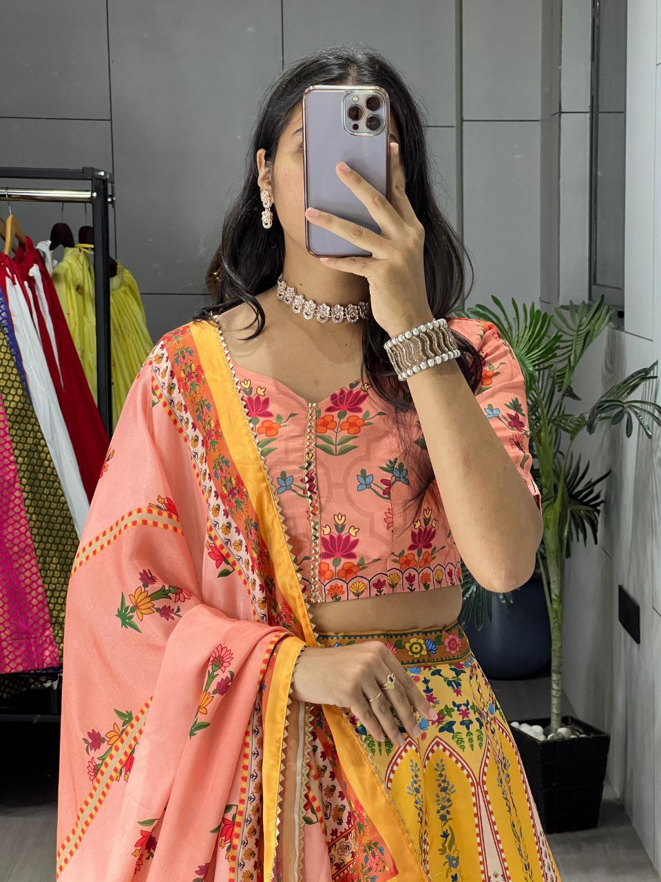 Designer Art Silk Printed Lehenga Set | Gota Patti Work | Ready-to-Wear 3-Piece Party Outfit