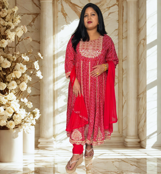 Rani Pink Embroidered Anarkali Suit Set