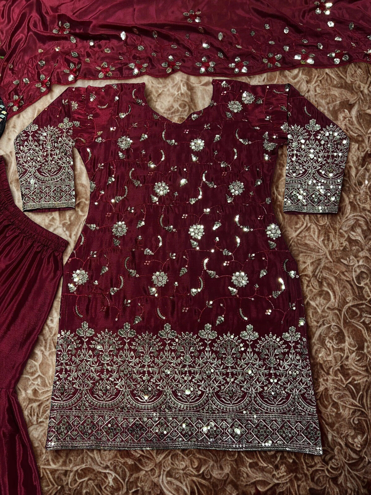 ✨ Elegant Handmade Silk Salwar Kameez ✨