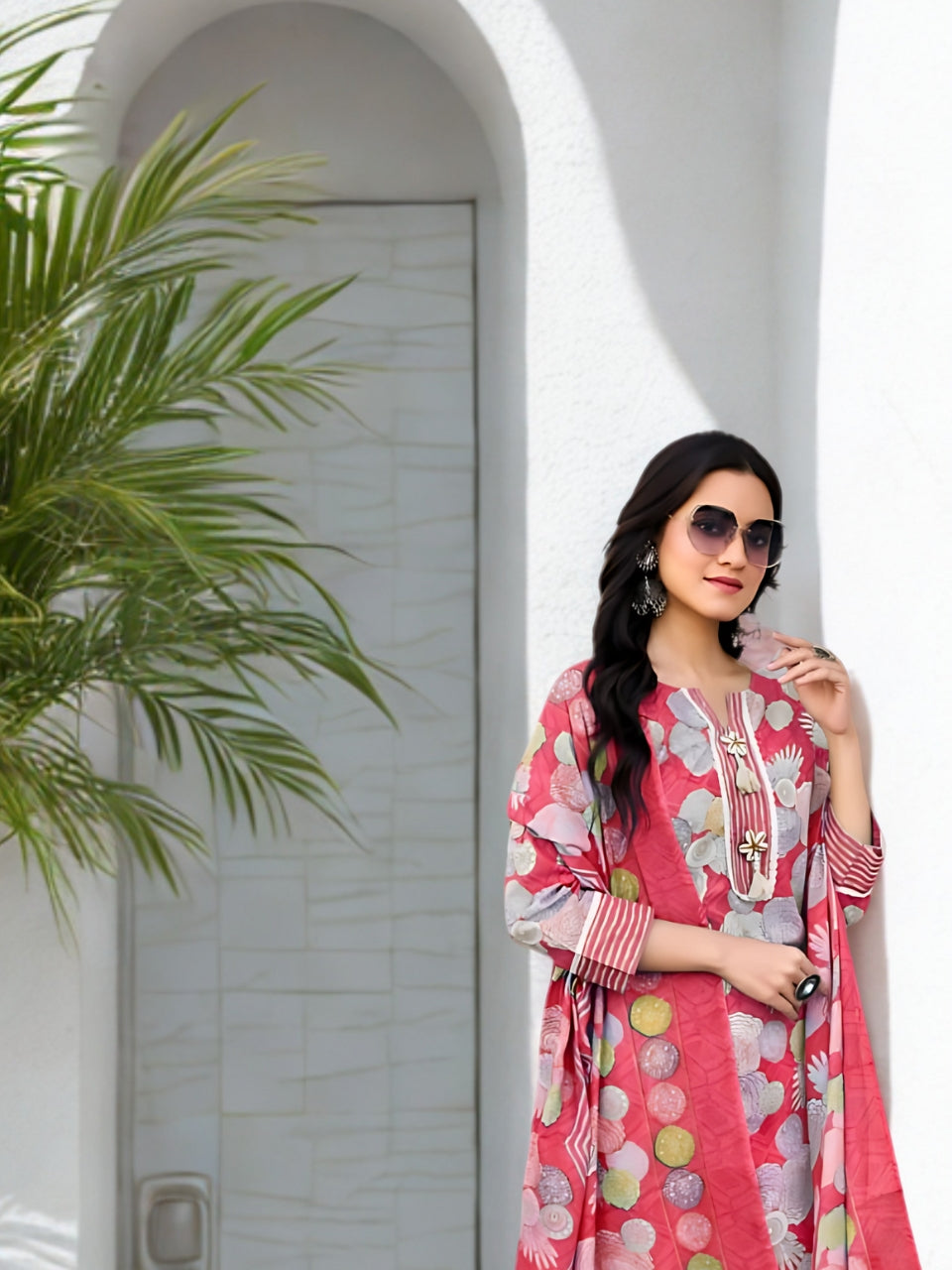 Sunshine Floral Printed Cotton Kurta Set with Dupatta