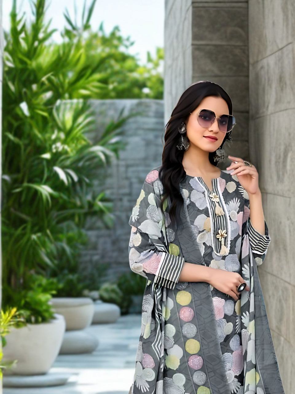 Sunshine Floral Printed Cotton Kurta Set with Dupatta