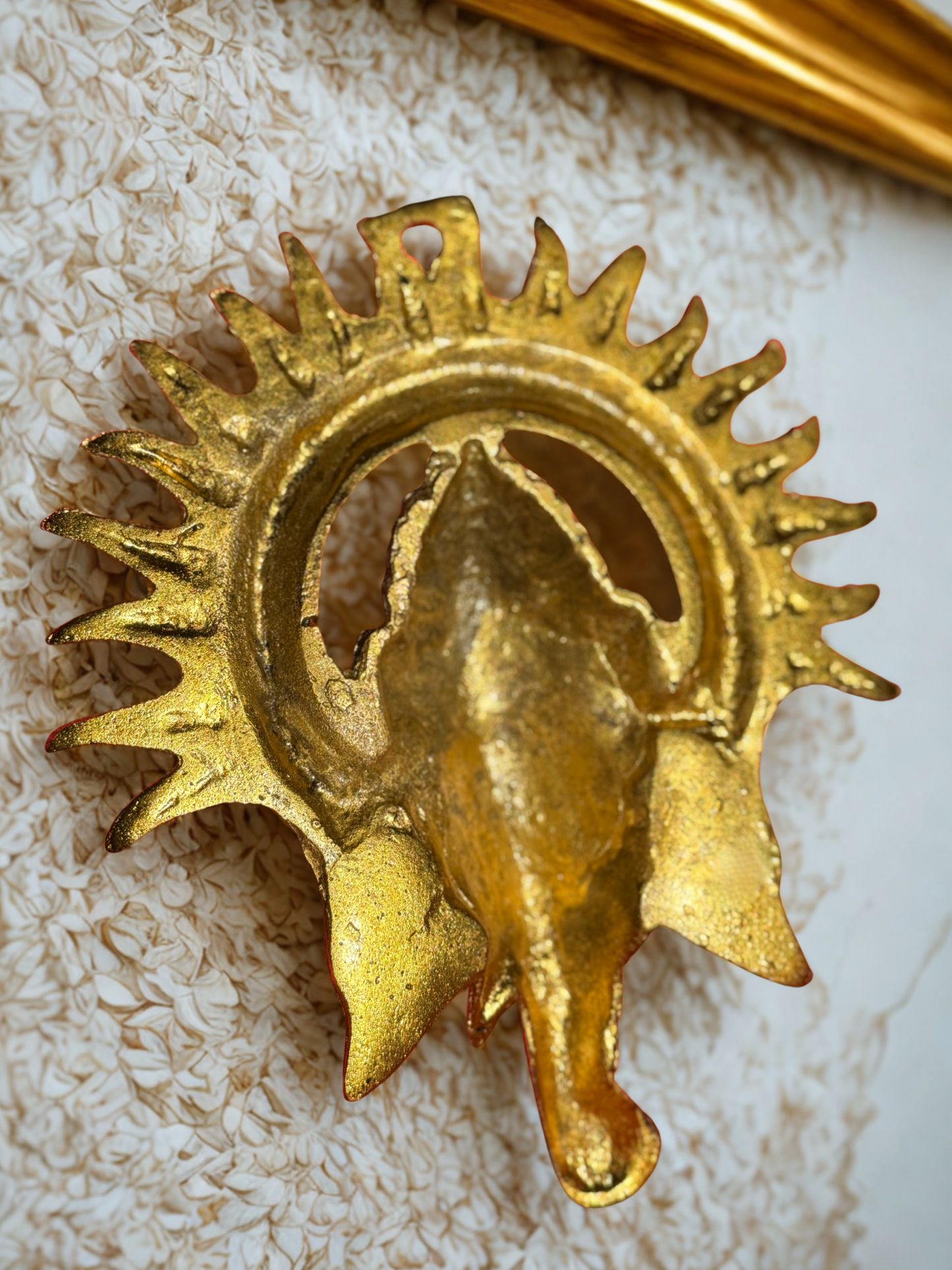 Golden Copper Lord Ganesha Wall Hanging | Sun Halo Design