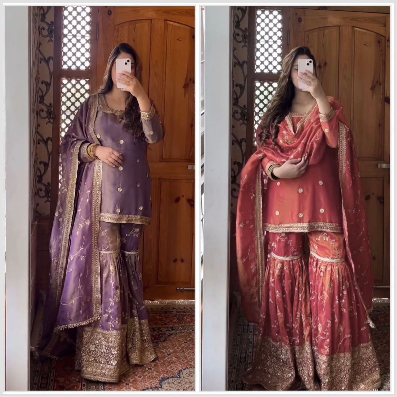 Heavy Embroidered Chinnon Silk Sharara Set | Ready-to-Wear 3-Piece Partywear Outfit for Women