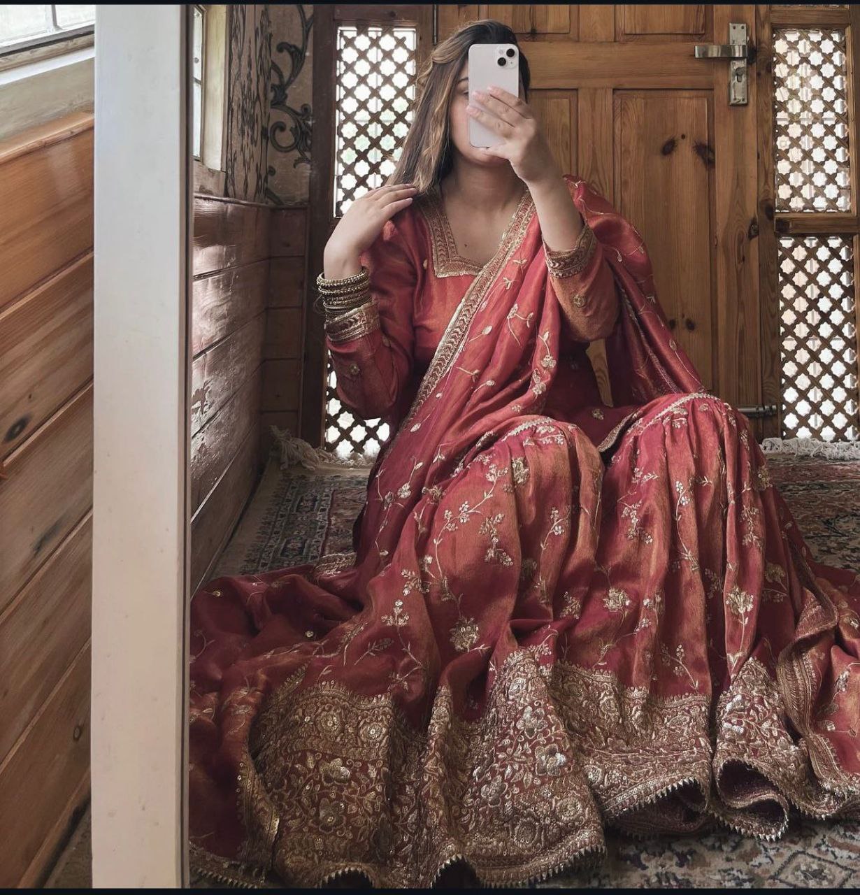 Heavy Embroidered Chinnon Silk Sharara Set | Ready-to-Wear 3-Piece Partywear Outfit for Women