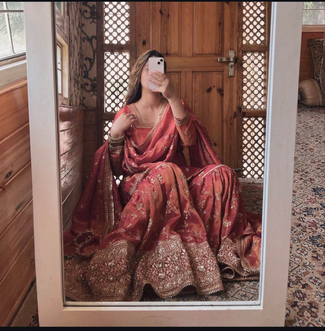 Heavy Embroidered Chinnon Silk Sharara Set | Ready-to-Wear 3-Piece Partywear Outfit for Women