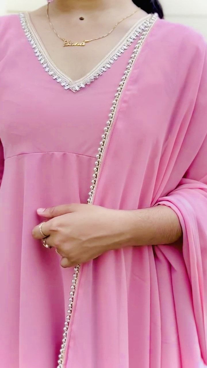 New Partywear Fox Georgette Gown Set | Gown + Plazzo + Dupatta | Fully Stitched