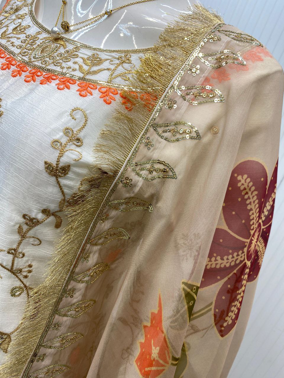 Designer Chinon Sequence Embroidered Suit Set | Fully Stitched 3-Piece Partywear