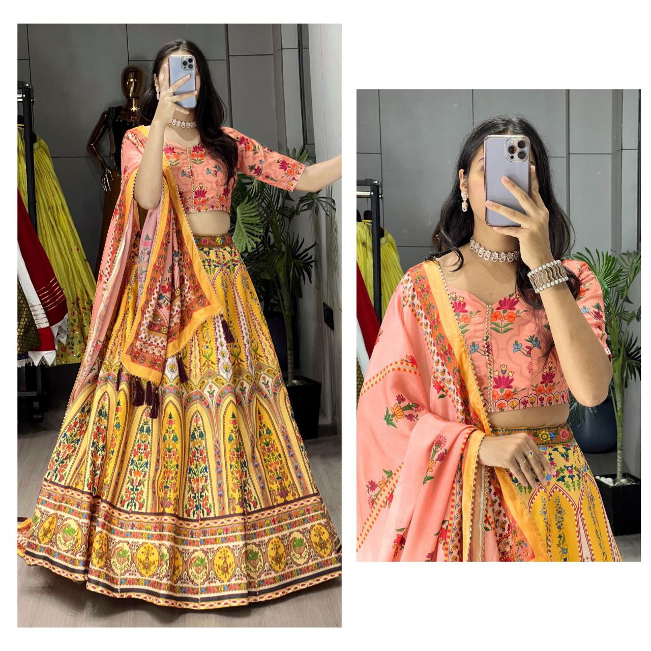 Designer Art Silk Printed Lehenga Set | Gota Patti Work | Ready-to-Wear 3-Piece Party Outfit