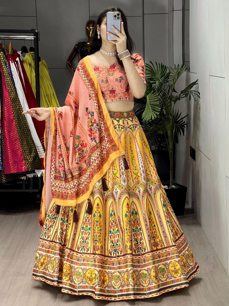 Designer Art Silk Printed Lehenga Set | Gota Patti Work | Ready-to-Wear 3-Piece Party Outfit